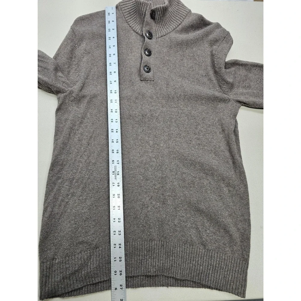 Banana‎ Republic Mens Mock Neck Button Placket Sweater Brown Heathered Medium